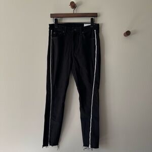 RAG & BONE CARLTON NINA HIGH RISE SKINNY JEANS WITH FULL ZIP UP LEG BLACK 27